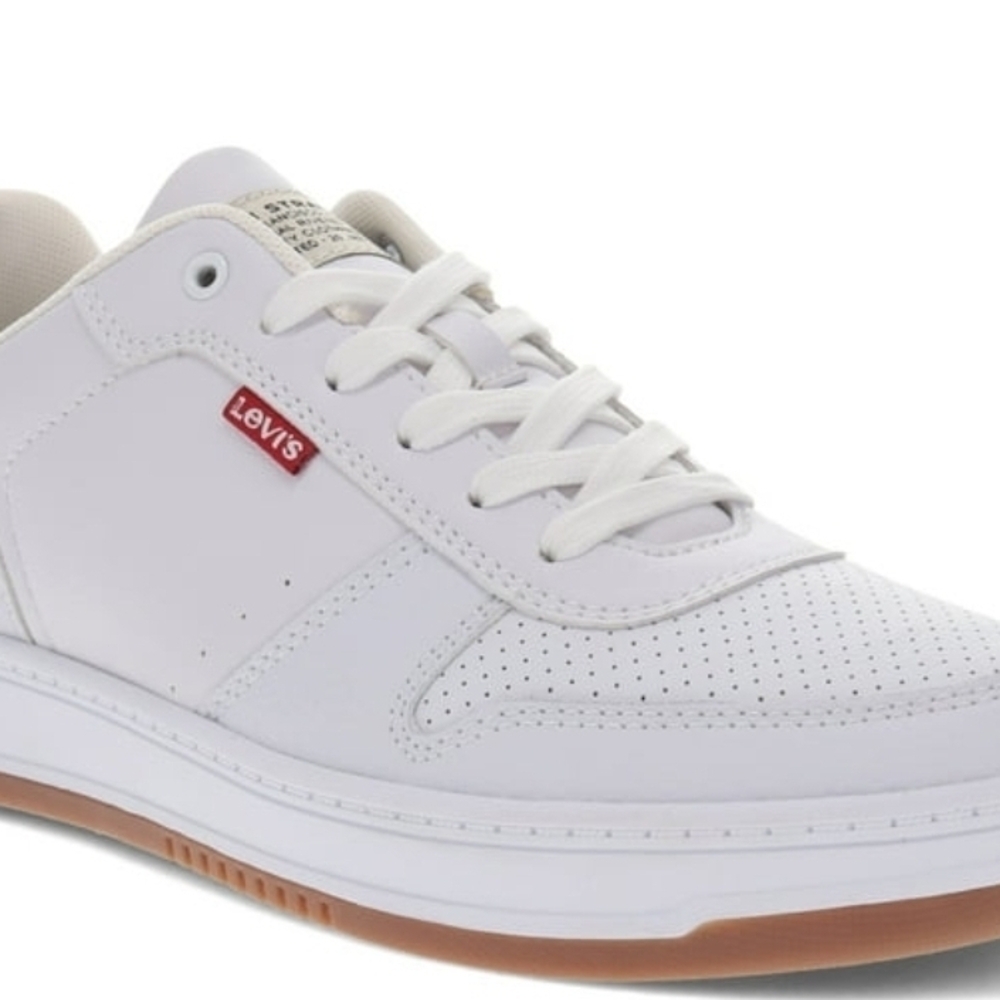 Levi's Men's White Leather Sneakers with Gum Outsole